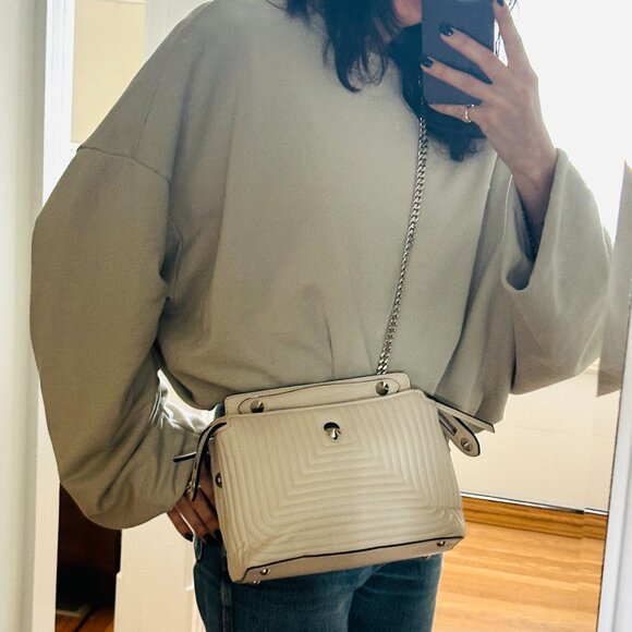 NEW: FENDI DotCom Click | Cream Lambskin Leather Satchel Bag with Chain Strap - Picture 8 of 9